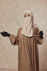 Camel Muna 2 Loose Fit Summer Abaya Dress - Sheen Kharir