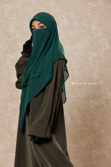 Emerald Square Scarf With Half Niqab Set - Super Breathable - Medium