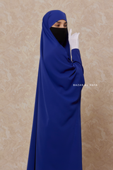 Royal Blue Sarah One Piece Jilbab - Zipper Sleeves - Silk Crepe