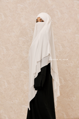 Ivory Pari Two Layered Maxi Diamond Khimar - Crepe Chiffon