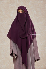 Purple Square Scarf With Half Niqab Set - Super Breathable - Quality