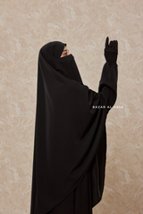 Black Salam 2 Abaya & Mubarak Khimar Maxi Set - Silk Crepe