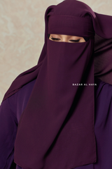 Plum Two Layer Niqab - Premium Wool Chiffon - Medium