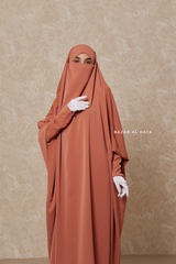 Peach Sarah One Piece Jilbab - Zipper Sleeves - Silk Crepe