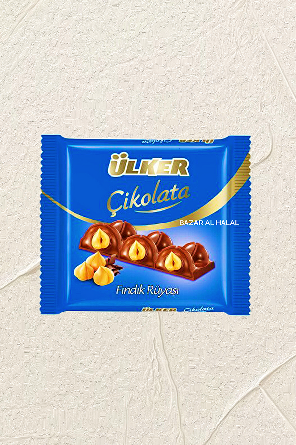 Ulker Milk Chocolate With Hazelnut Square Bar - 75g