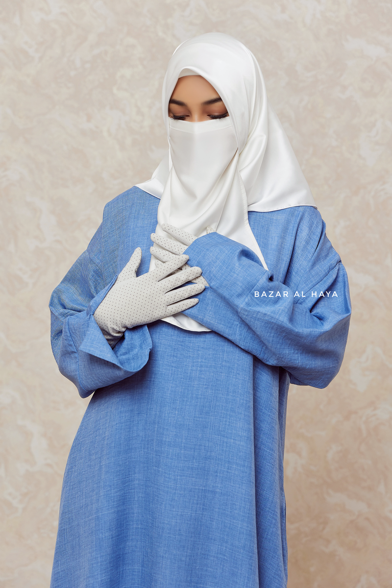 Blue Rahima Loose Fit Comfy Abaya With Pockets - Leon