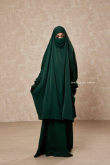 Green Emerald  Hoor - Two Piece Jilbab With Skirt- Long & Loose