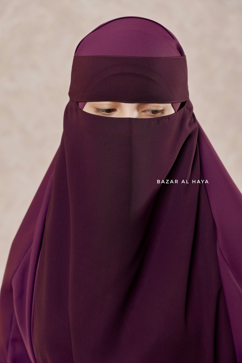 Purple Single Layer Niqab - Extremely Breathable - Large