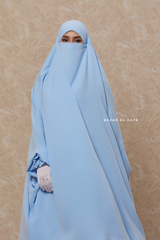 Hoor Baby Blue - Two Piece Jilbab With Skirt- Long & Loose