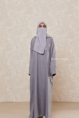 Silver Rahima Loose Fit Comfy Abaya With Pockets - Leon