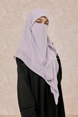 Silver Square Scarf With Half Niqab Set - Super Breathable