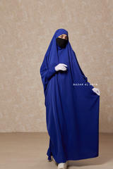 Royal Blue Sarah One Piece Jilbab - Zipper Sleeves - Silk Crepe