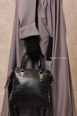 Square Croc Crossbody Bag In Black