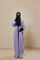 Kalina Lilac Hooded Abaya Dress With Pockets - Silk Crepe