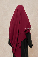 Maroon Pari Two Layered Diamond Khimar - Crepe Chiffon