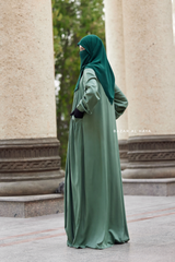 Layla Mint Abaya - 100% Cotton Summer Relaxed Fit Dress With Pockets