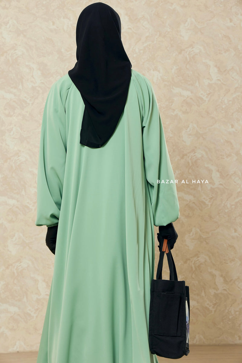 Mint Salam 2 Abaya - Comfy Style Front Zipper - Nida