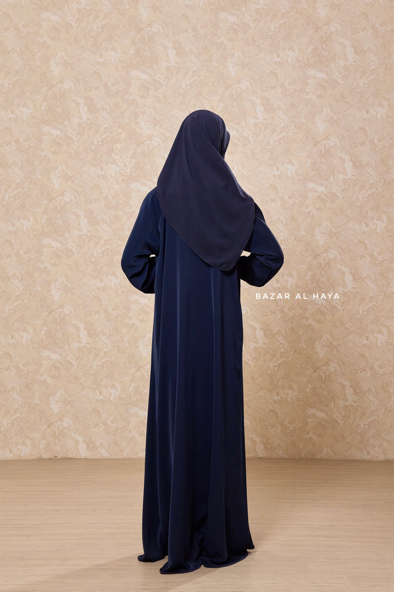 Navy Salam Abaya - Loose & Wide Bottom