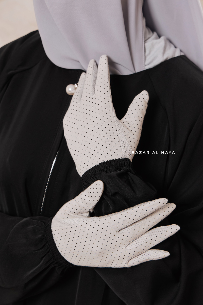 hijab handschuhe White Touch Screen Dotted Long Gloves