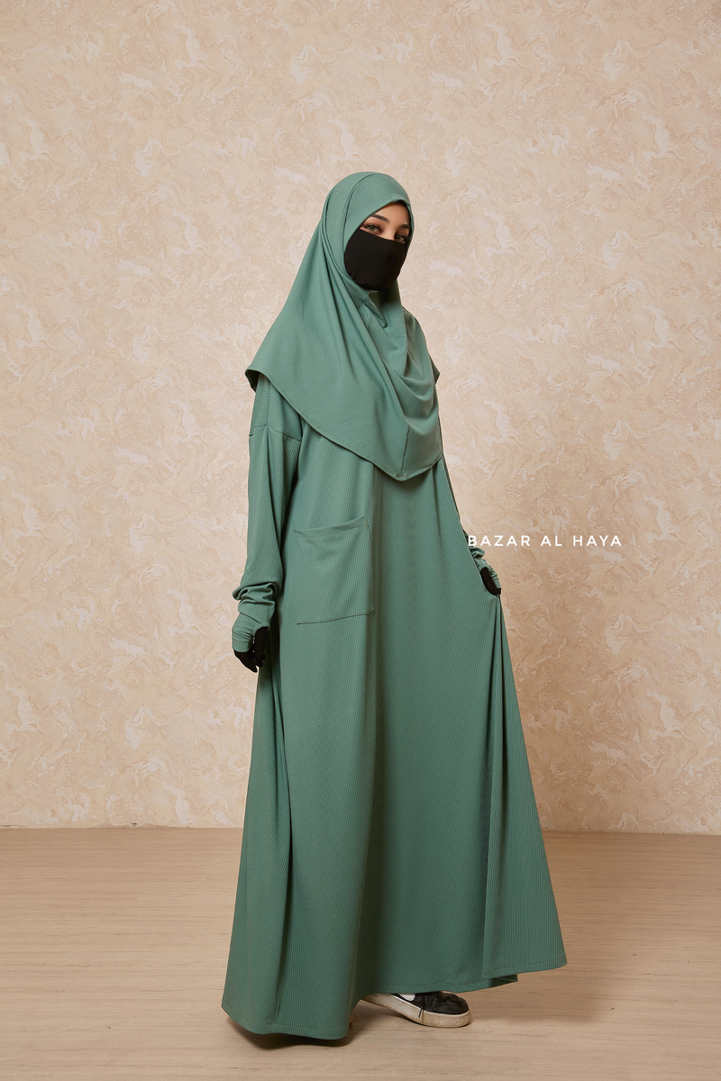 Mint Khawla Premium Corduroy Cotton Two Piece Prayer Dress - Abaya & Khimar