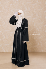 Fazeela Open Front Abaya In Classic Design - Premium Silk Crepe