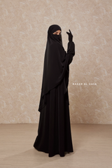 Black Salam 2 Abaya & Mubarak Khimar Maxi Set - Silk Crepe