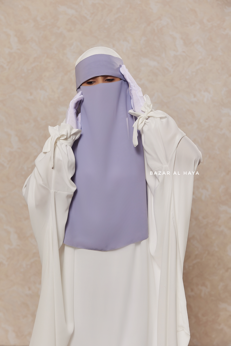 Silver Flap Single Niqab - Super Breathable Veil - Large