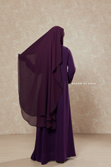Plum Two Layer Flap Niqab - Premium Wool Chiffon - Large