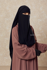 Long Black Two Layer Flap Niqab - Wide - Super Breathable Veil