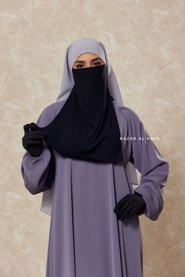 Single Half Black Niqab - Super Breathable Veil