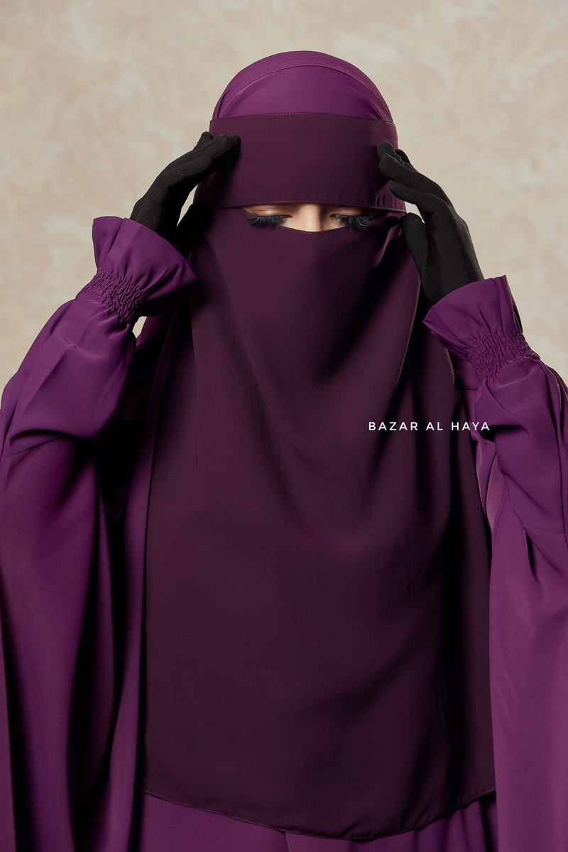 Plum Flap Single Niqab - Super Breathable Veil - Large