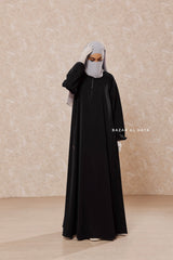 Black Salam 2 Abaya - Comfy Style Front Zipper - Nida