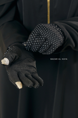 Black Touch Screen Dotted Long Gloves - One Size