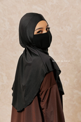 Black Brown Modest Swimwear 4 Piece Swimdress, Khimar, Apron & Pants - Comfort Swimsuit