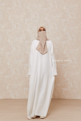 Ivory Rahima Loose Fit Comfy Abaya With Pockets - Leon