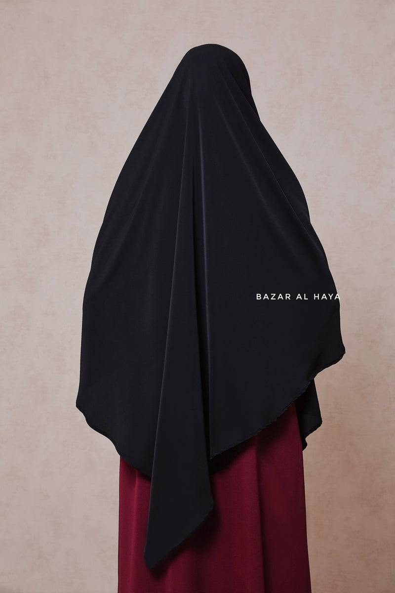 Black Mubarak Long Diamond Khimar - Nidha Extra Long