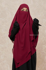 Maroon Pari Two Layered Diamond Khimar - Crepe Chiffon