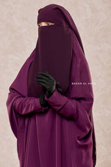 Purple Two Layer Flap Niqab - Premium Wool Chiffon - Medium