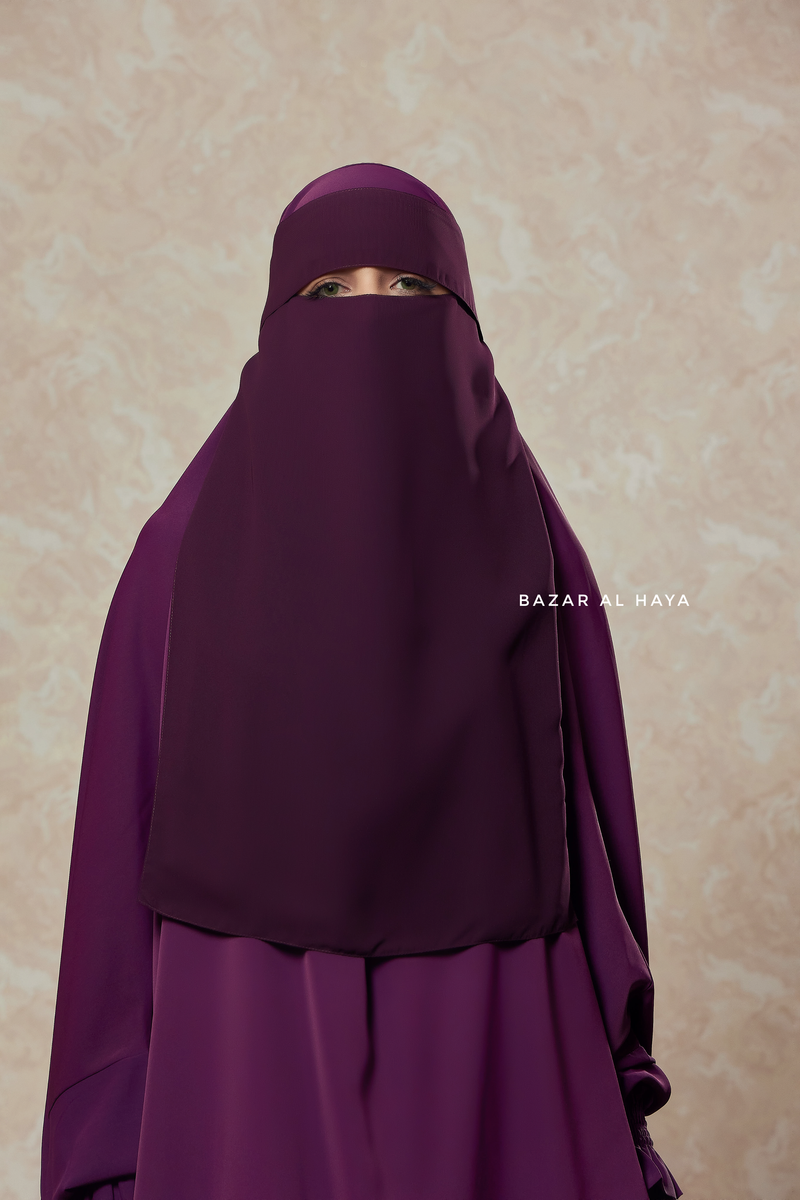 Plum Flap Single Niqab - Super Breathable Veil - Large