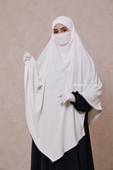 Mubarak Long White Diamond Khimar - Nidha Extra Long