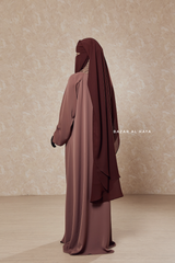 Brown Two Layer Scarf Niqab - Long & Wide - Super Breathable Veil