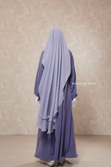 Silver Two Layer Flap Niqab - Premium Wool Chiffon - Large