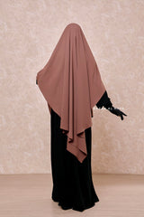 Taupe Rose Long Mubarak Diamond Khimar - Nida Extra Long