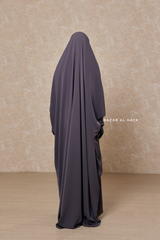 Steel Grey Sarah One Piece Jilbab - Zipper Sleeves - Silk Crepe