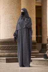 Prayer / Salah Dress One Piece Jilbab Polka Dot 100% Cotton - Super Breathable Comfy Style