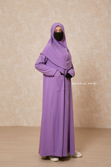 Lavender Khawla Premium Corduroy Cotton Two Piece Prayer Dress - Abaya & Khimar