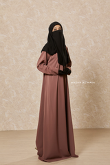 Taupe Rose Intisar Abaya - Comfy Style Open Zipper - Silk Crepe