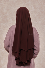 Brown Two Layer Medium Snap Scarf, Khimar, Cape - Super Soft - 3 in 1
