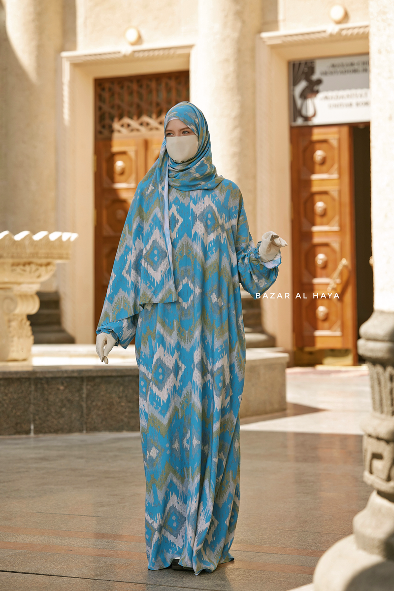 Azure Print Prayer / Salah Dress 2 - Super Breathable In 100% Cotton