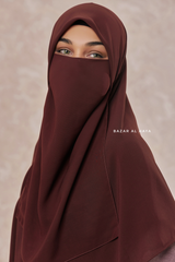 Brown Square Scarf With Half Niqab Set - Super Breathable - Quality